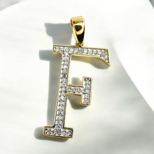 10k Gelbgold natürlicher runder Diamant Buchstabe F Anhänger
