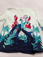 NWT Chico  s Crowned Crane Peacock Print Open Front Jacket Size 0 US XS Small New
