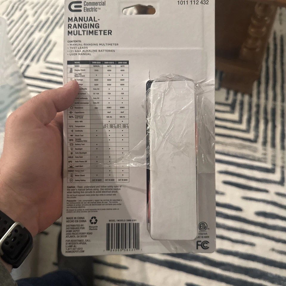 Multímetro digital elétrico comercial 600 volts True RMS alcance manual DMM-8301 - Imagem 3 de 4