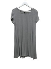 Old Navy M Petite Black White Striped Short Sleeve T-Shirt Swing Dress Midi