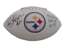 Rocky Bleier Signed Pittsburgh Steelers (Full Stat) Logo Football JSA