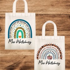 Personalised Teacher Tote Bag Teacher Stuff Tote Bag Rainbow Teacher Gift 2T1A1