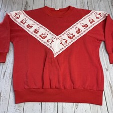 Sudadera De Colección Años 80 Oso Panda Cuello Redondo Adulto Grande Roja Manga Larga