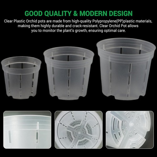 1-10Pcs Clear Plastic Flower Plant Pot Orchid Pots with Holes Root Control Pot - Picture 2 of 12