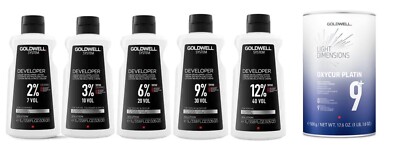 Goldwell Entwickler 2%,3%,6%,9%,12%1000ml + Oxycur Platin Bleichpulver500g - Optionen