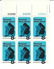 Scott #1438...8 Cent....Prevent Drug Abuse...Plate Block of 6