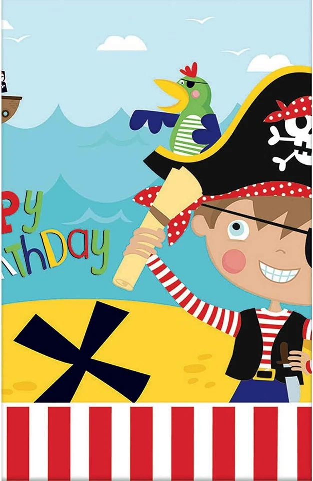 Mantel Pequeño Pirata Fiesta Mesa Cubierta Plástico Vajilla Reutilizable Cumpleaños Foto 2 de 4