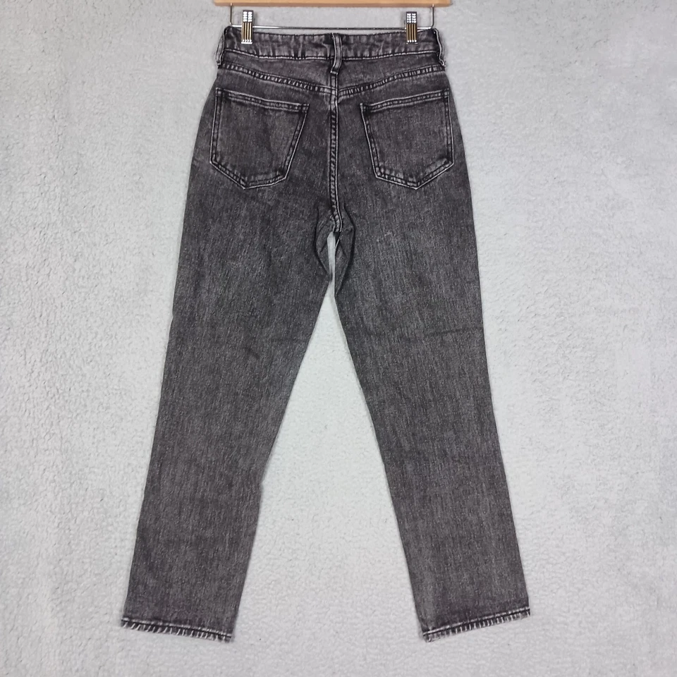 Jeans PacSun Mom donna 23 grigio denim lavaggio scuro gamba dritta zip mosca retrò Y2K - Immagine 2 di 4