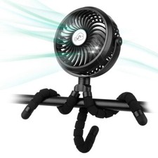 Battery Operated Stroller Fan Flexible Tripod Clip On Fan with 3 Speeds and Rota