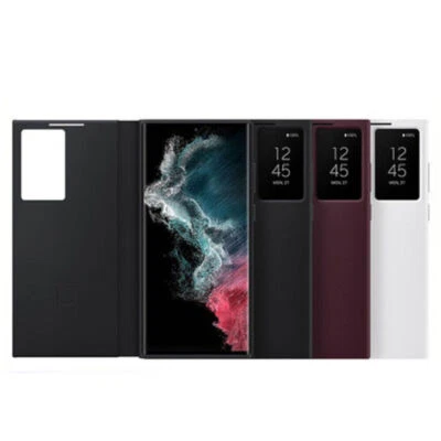 GREENSTRAW Smart Window S View Flip Case fr Samsung GALAXY S22 Ultra Chip Intelligent Cover