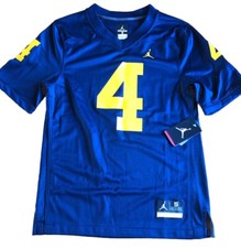 Air Jordan Michigan Wolverines 4 Navy Blue Football Team Jersey Men's Small New