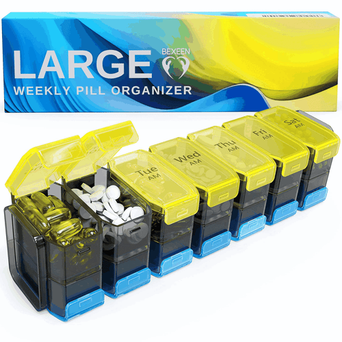 Extra Large Weekly Pill Organizer 2 Times a Day Xl Pill Case Am Pm Big Pill