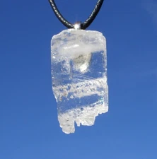 Clear Calcite Free Form Crystal Stone Pendant Necklace Clarity Migraines