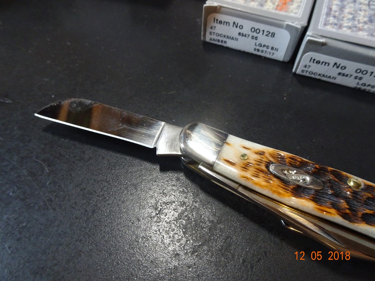 CASE XX MODEL CA-128 LG. STOCKMAN JIGGED AMBER BONE 3 CASE XX MODEL CA-128 LG. STOCKMAN JIGGED AMBER BONE 3