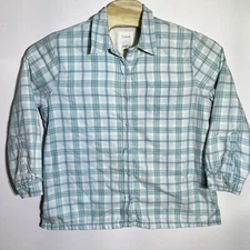 L.L. Bean Women LP Sherpa Lined Plaid Button Up Jacket Button Up Cotton Shaket