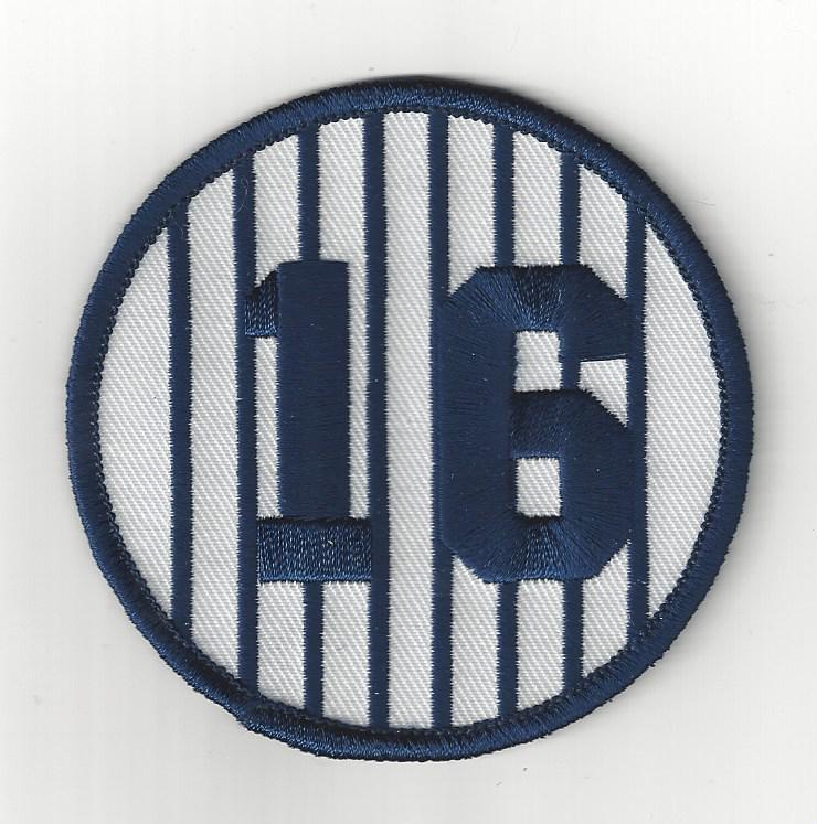 Whitey Ford Retired Number 16 Patch 3" Round New York Yankees Pinstripes 