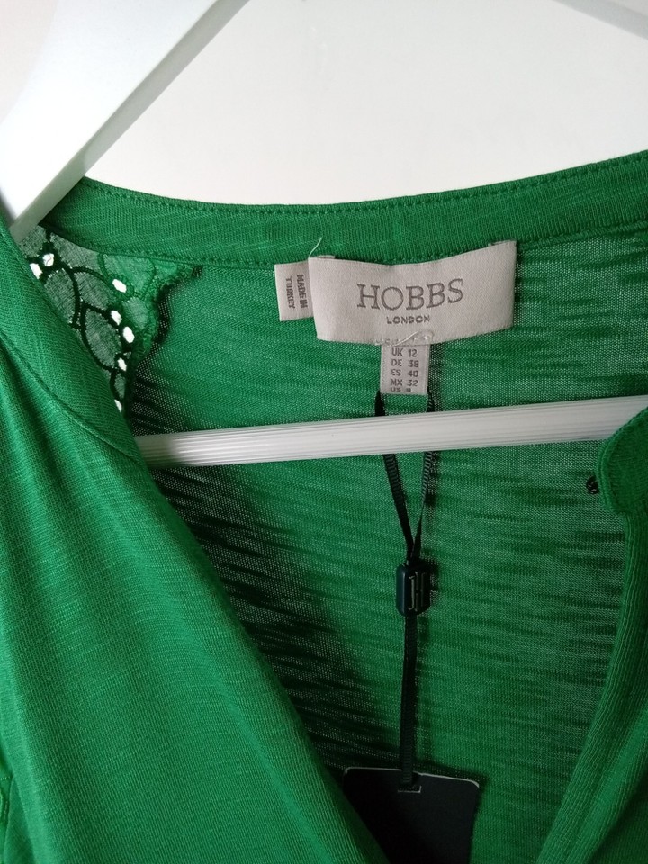 Hobbs Brodie jersey Dress Broderie Green Size 12 Midi £99 RRP NEW F2 eBay