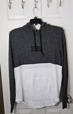 Hollister Men Hoodie Size XL Color Block Gray And White Kangaroo Pocket  Pullover