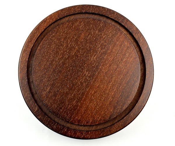 Dark Brown Wooden Base With Yellow Pattern 29.3 cm for Glass Dome