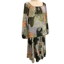 Size 12 Laura-Gene Vintage 1960s Mixed Print Dress Union Label Pullover