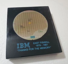 IBM Lucite Silicon Wafer Paperweight - THANKS FOR THE MEMORY EAST FISHKILL N.Y.