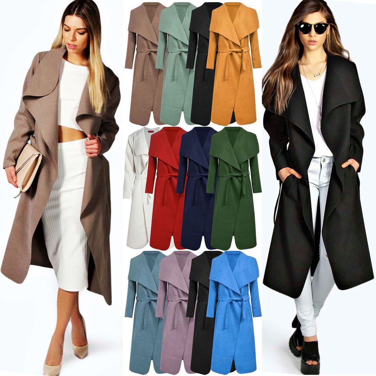 Trench Lungo Con Cintura - Ecru