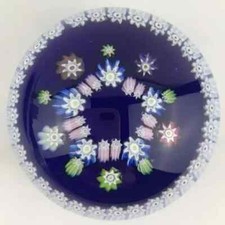 Perthshire PP89 Millefiori Pentagon Spaced Cane Garland Blue LE Paperweight