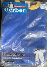 Vintage Gerber Toddler Blanket Sleeper 2T 27-29lbs Blue  Yellow NOS Made USA