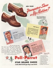 1944 Poll Parrot Shoes: Youngsters Shoes a Big Problem Vintage Print Ad