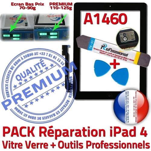 PACK Vitre Tactile iPad 4 A1460 Noir Adhésif Écran Verre PREMIUM Assemblé Outils - Photo 2/9