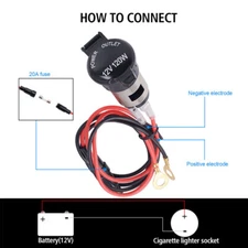 12V Car Cigarette Socket Lighter Power Plug Outlet & 40" Line for Motorcycle US
