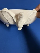 Jeanette Pink Milk Glass Pheasant Bird Bowl 3 Footed (One Beak Is Chipped)