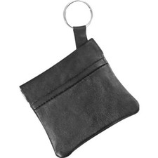 Fine Genuine Leather Coin Purse Keychain Change Wallet Squeeze Open