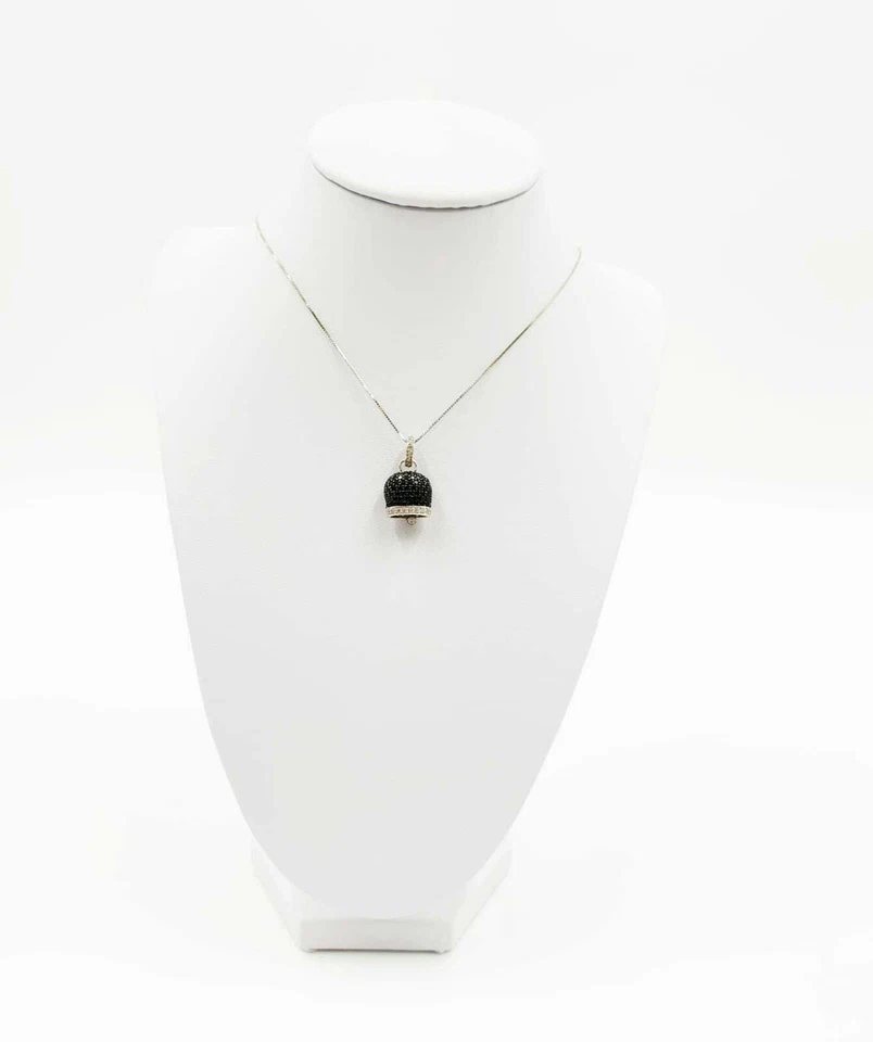 COLLANA CAMPANELLA FULL ZIRCONATA NERO IN ARGENTO 925 RODIATO IN ORO 18KT - Immagine 2 di 3