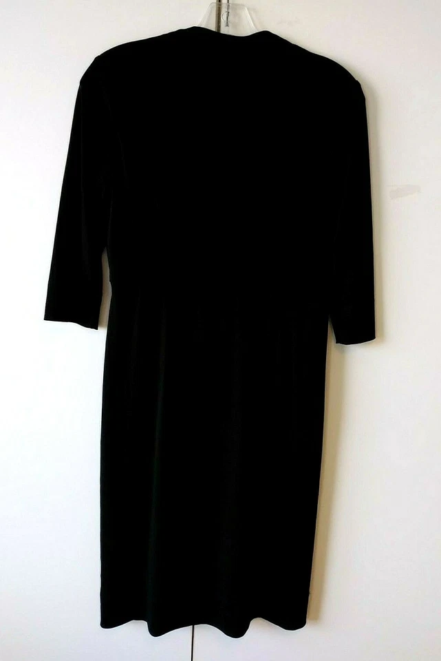 VESTIDO MUJER DONNA RICCO NEW YORK NEGRO SÓLIDO MANGA 3/4 CUELLO EN V FORRADO TALLA 6 Foto 2 de 3