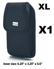 XL UNIVERSAL RUGGED CELL PHONE VERTICAL POUCH W/METAL CLIP AND BELT LOOP HOLSTER