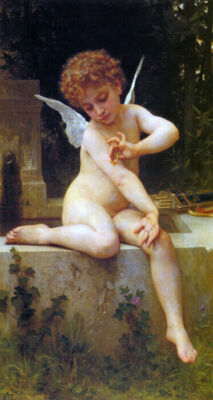 CUPID WITH A BUTTERFLY ANGEL 1888 PAINTING BY WILLIAM-ADOLPHE