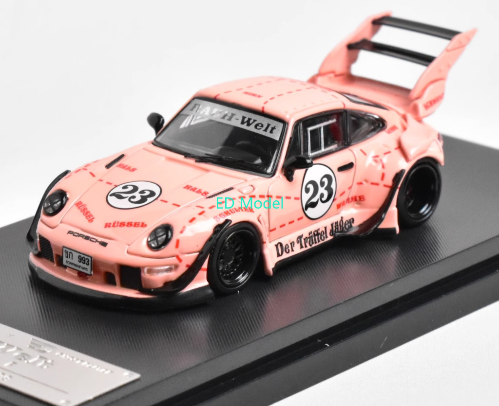 BN SW 1:64 Pink 911 RWB 993 Big Spoiler #23 Sports Model Diecast Metal Car