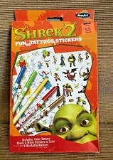 New VTG 2004 Rose Art Shrek 2 Fun With Tattoos  Stickers Color Markers Set  