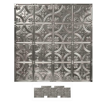 5 Pack Kit 24'' X 24'' 100% Tin Nailup Ceiling Tiles | Pattern #3 Stainless Unfi