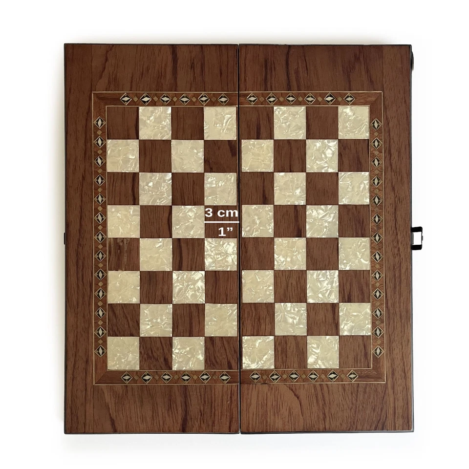 Classic Handmade Massive Wood Backgammon Set Small Size 36,5 cm x 17 cm x 5 cm - Image 4 of 4