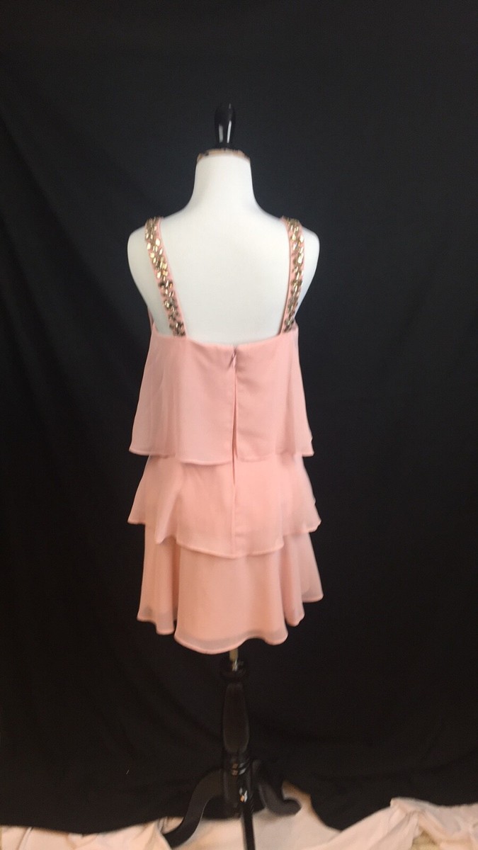 BCBG maxazria dress light pink ruffled dress size 2 | eBay