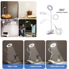 Flexible Clamp Clip On LED Reading Light Table Desk Bed Night Lamp Rechargeable