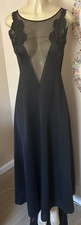 VTG 50/60's BLANCHE RALPH MONTENERO long BLACK NYLON NIGHTGOWN XS 32" UNION TAG