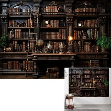 Medieval Bookshelf Backdrop Library Photography Background Studio Prop