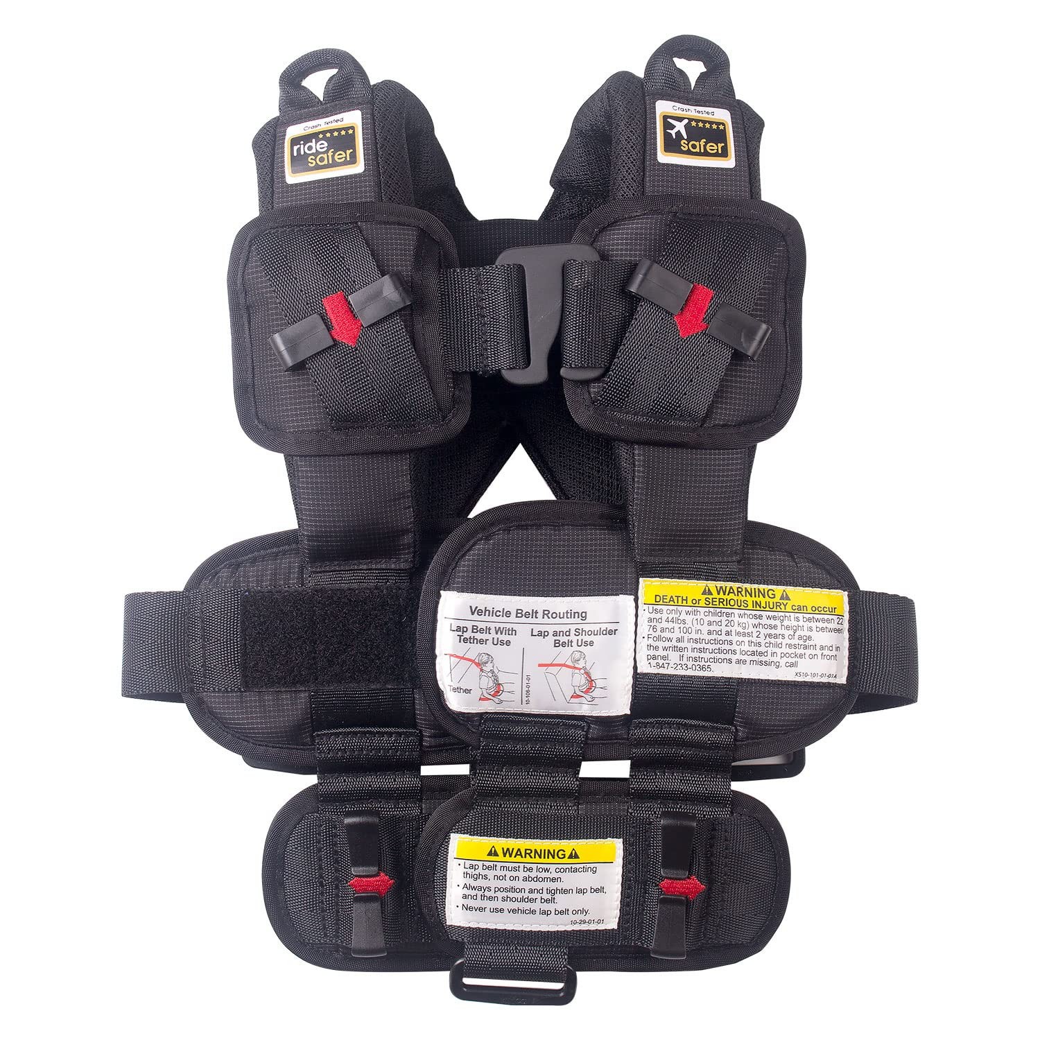 RideSafer - Extra Small (XS) Black, Lightweight, Compact, Portable Car Seat,