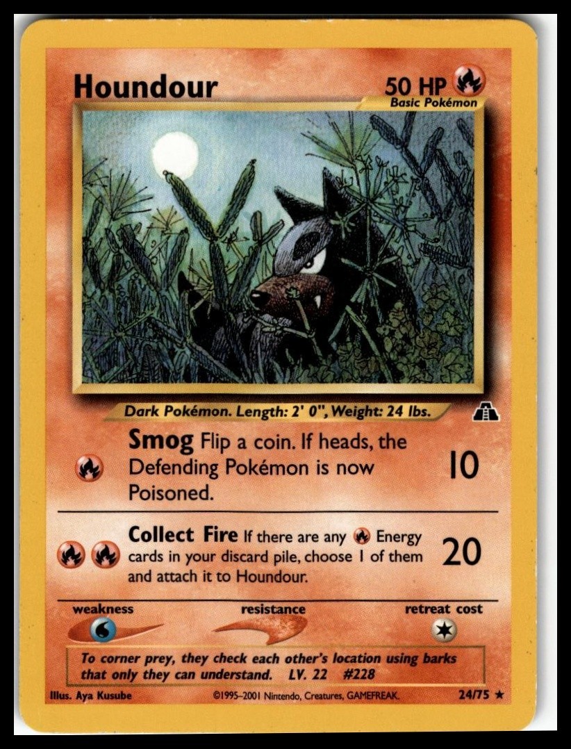 Houndour 24/75 Neo Discovery Regular Rare Pokemon LP HTF