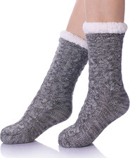 Women's Winter Super Soft Warm Cozy Fleece Lined Fuzzy Slipper Socks with Grippe