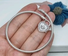 BOXED Genuine Pandora Moments Lock Your Promise Padlock Clasp Bracelet 💕20cm 