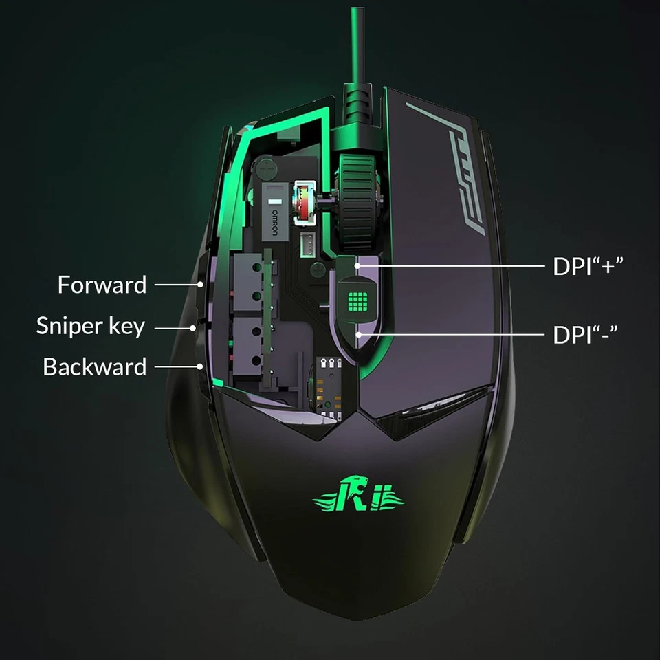 Wired Gaming Mouse, 12,000 DPI Ergonomic Design RGB Lighting Multi-OS Compatible - Image 4 of 4